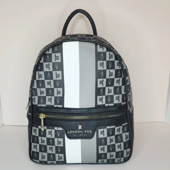 London Fog Black and Gray Monogram Backpack Backpack London Fog New | Mercari main image 4